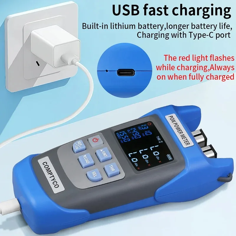COMPTYCO Rechargeable AUA-C330U/AUA-C330A PON Optical Power Meter 2.5mm Universal Interface 1310nm/1490nm/1550nm PON OPM Tester