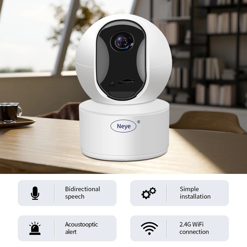 Neye 4K 8MP WiFi Security Camera Home Indoor 5X Zoom Pan Tilt Panoramic IP Camera Onvif H. 265 CCTV Security Camera