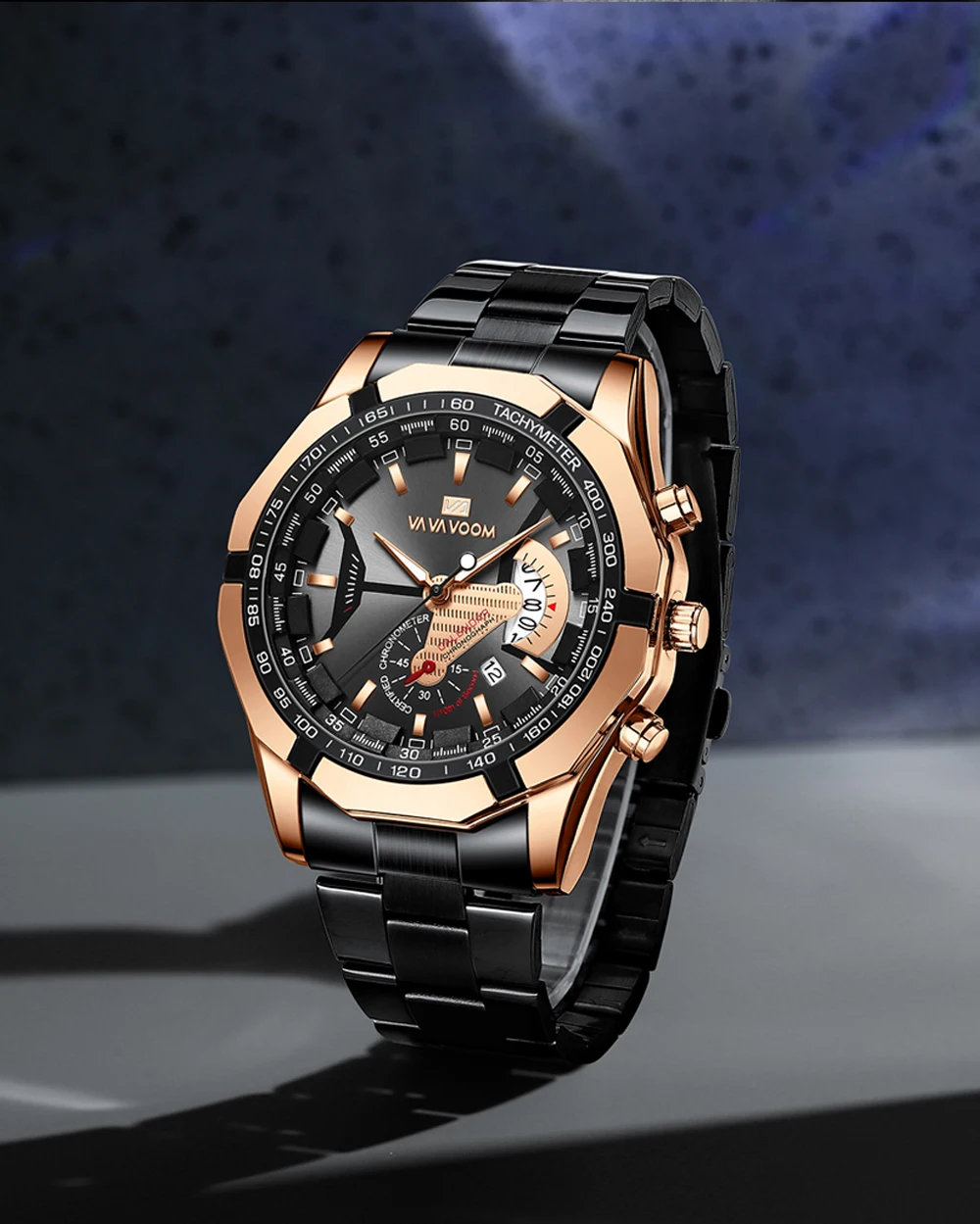 VA VA VOOM Relogio Masculino Watch Men Square Mens Watches Top Brand Luxury Golden Quartz Stainless Steel Waterproof Wrist Watch