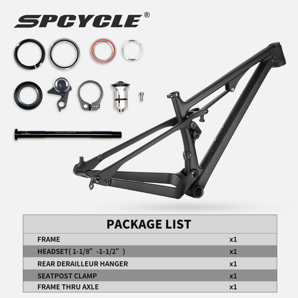 Spcycle 29er Full Suspension Carbon Mountain Bike Frame Travel 110mm 29 Boost Carbon MTB Frame BB92 15/17/19/21inch