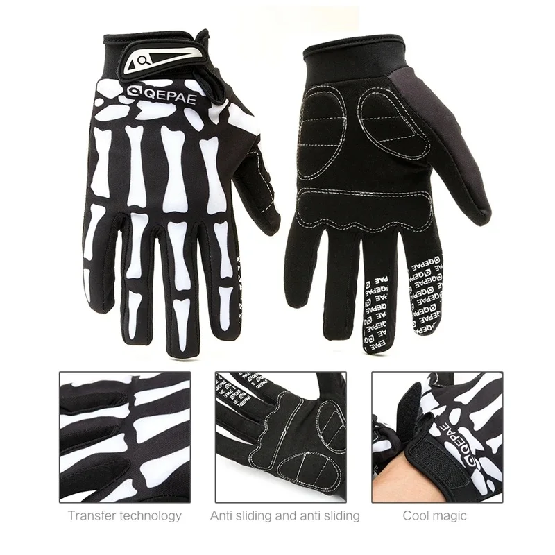 كامل فنجر الجمجمة طباعة قفازات للرجال والنساء الشتاء الدفء المضادة للانزلاق ركوب تسلق التزلج معدات شبكة قفازات مقاومة للماء