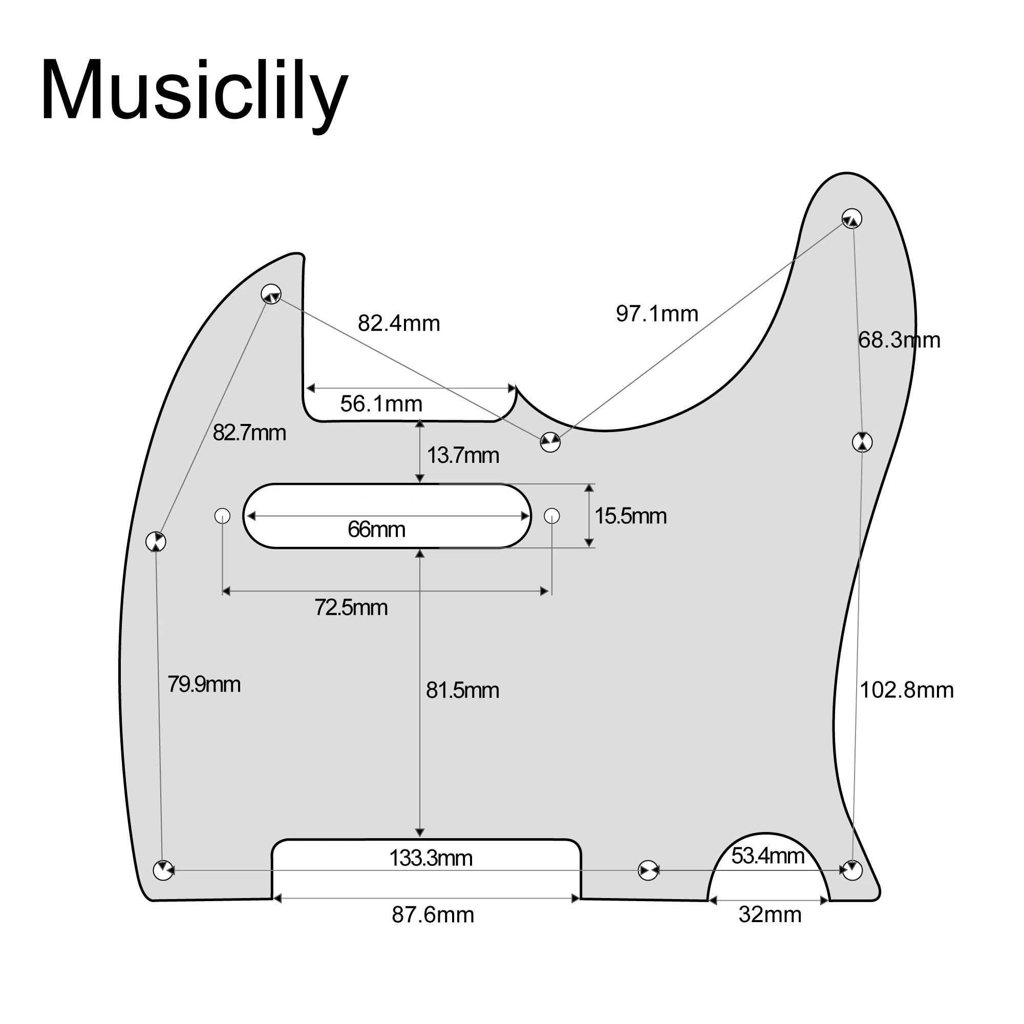Musiclily Pro 8 Hole TL Guitar Pickguard for USA/Mexican Made Fender Standard TL Modern Style