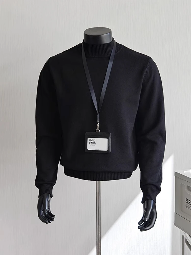 

Мужской трикотаж с высоким воротником Bla, длинный све, свободный крой, осень-зима, повседневная внутренняя одежда, основа irt Classy Lazy Cool