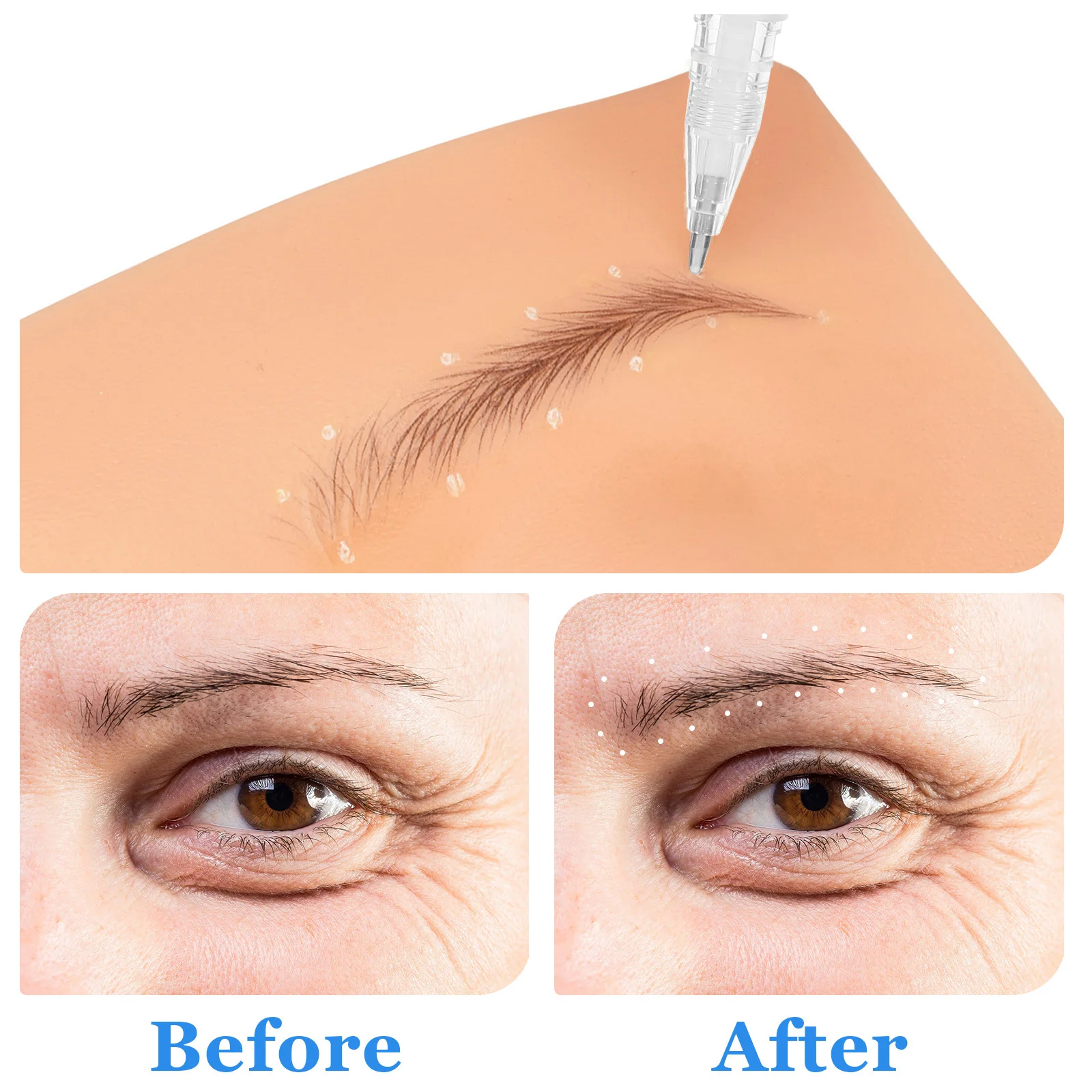 Stylo marqueur de cartographie des sourcils, noyau de 1mm, dessin de tatouage, doublure Portable blanche, outils de Salon, matériau Durable, poignée facile, manuel
