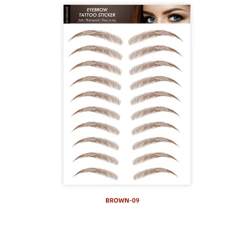Brown Eyebrows Makeup Tattoo Sticker Water-based Hair-liked Waterproof Long Lasting False Stickers for Brow Grooming Shaping