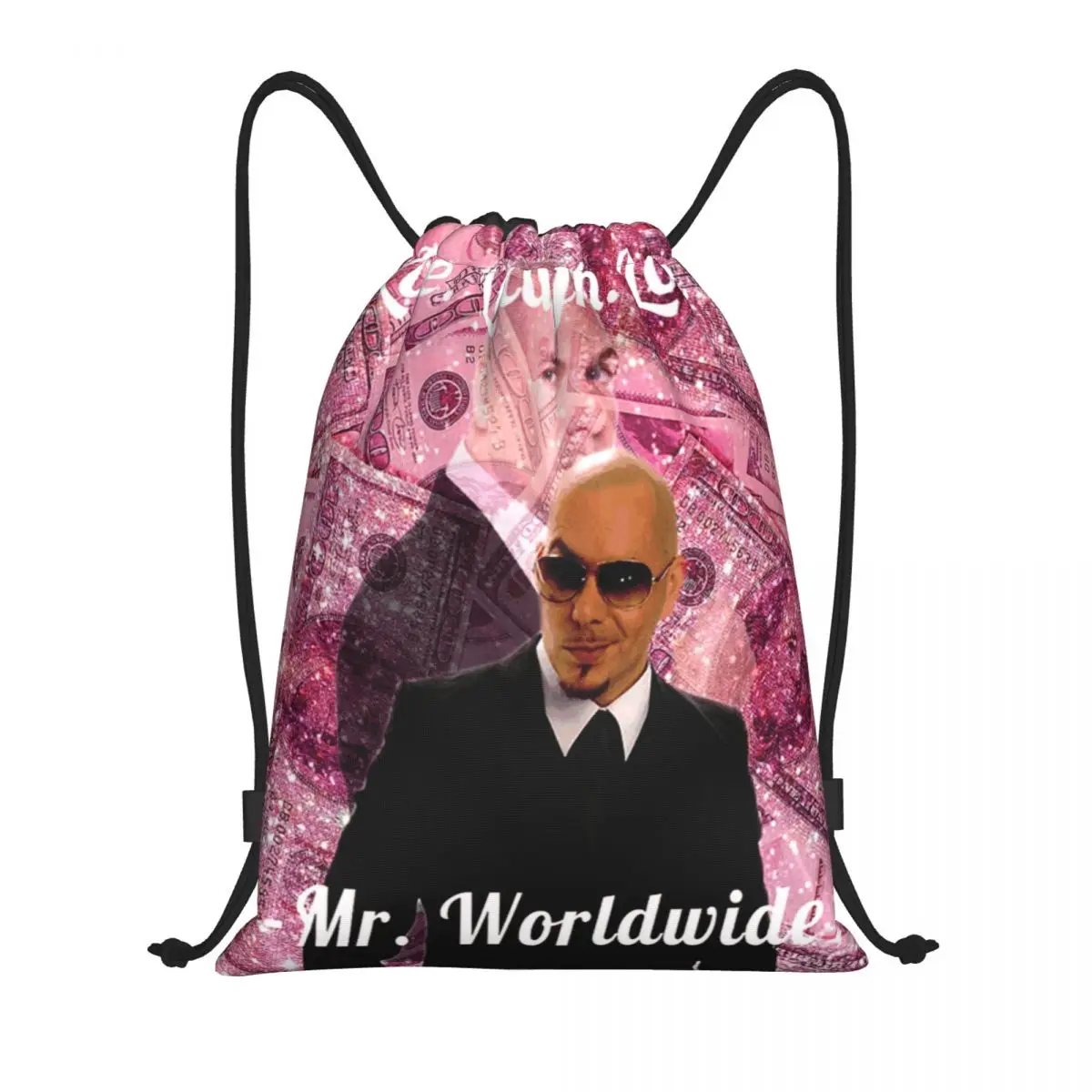

Custom Mr. Worldwide Pitbull Dollar Drawstring Backpack Bags Women Men Lightweight Gym Sports Sackpack Sacks for Traveling