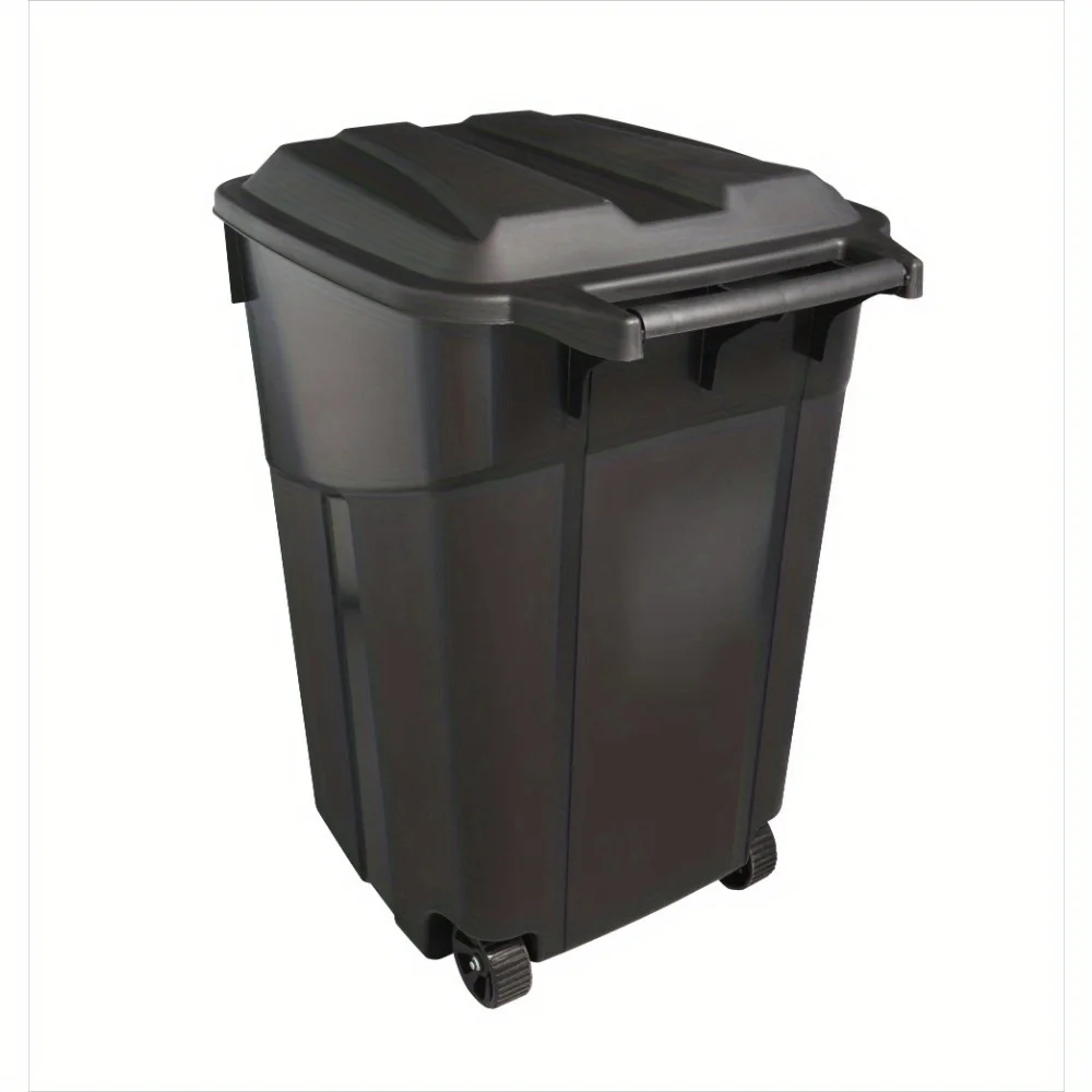 Nice Sturdy And Durable 45 Gallon Plastic Trash Can With Wheels For Smooth Transport, Cover With Odor, Lift And Dump Handle
