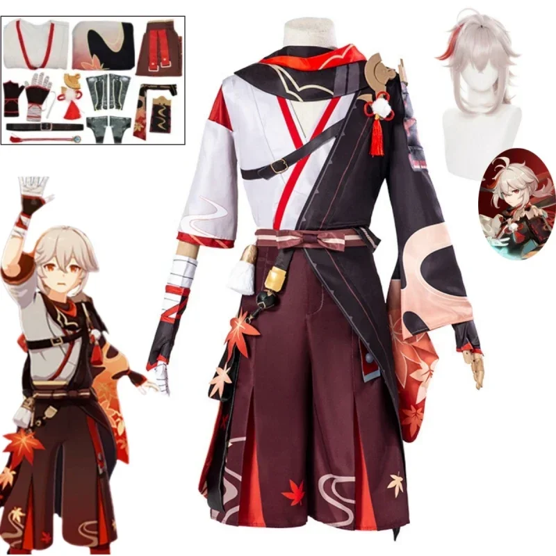 

Genshin Impact Kaedhara Kazuha Cosplay Kostum Karnaval Samurai Set Halloween Party Anime Show Clothing Complete Set