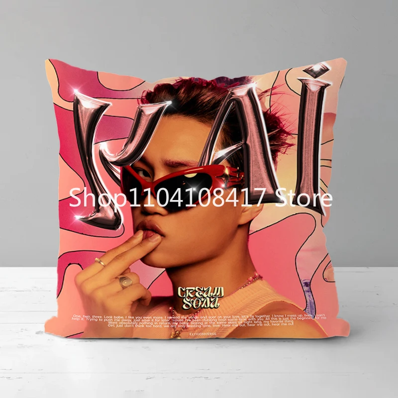 غطاء وسادة KAI BAEKHYUN EXO ، وسائد أريكة مزخرفة ، أغطية وسائد طباعة مزدوجة ، ديكور وسادة منزلية ، 45x45 سم