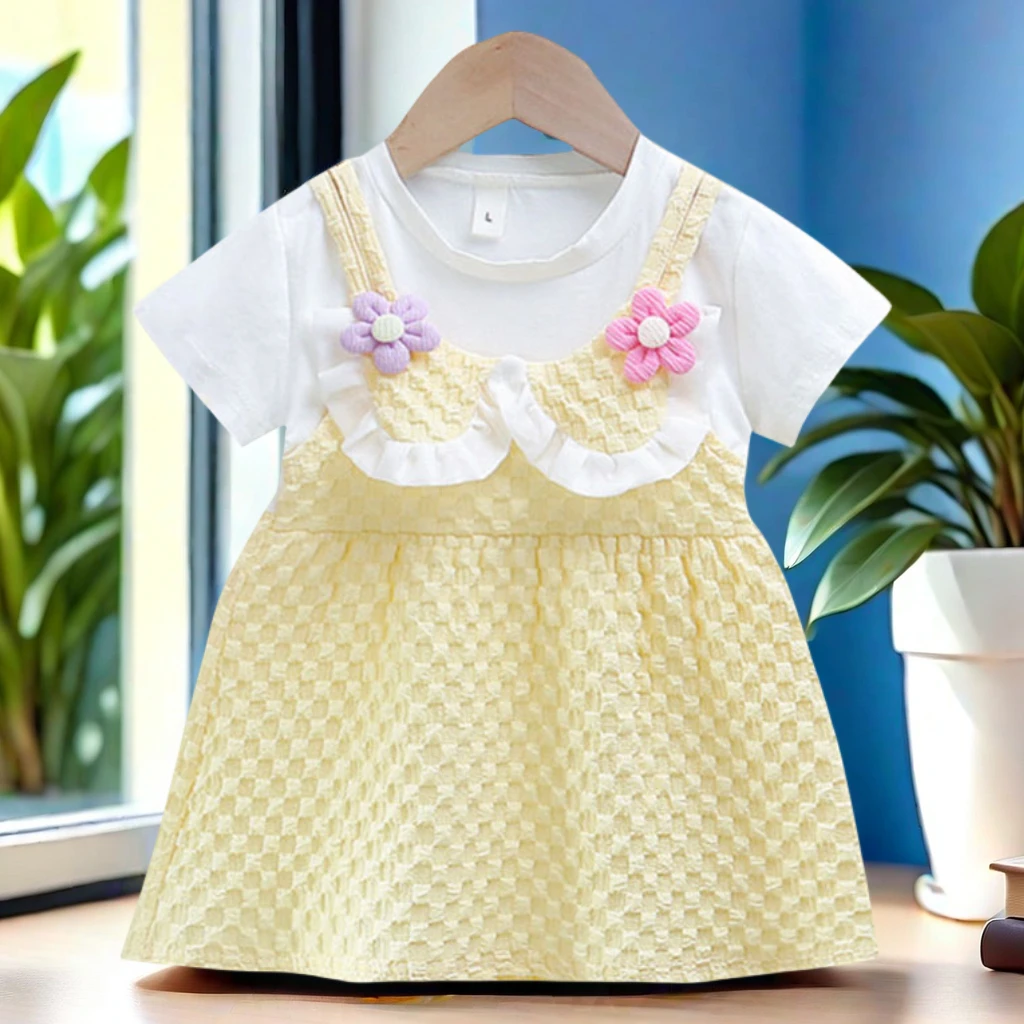 Summer Baby Girl Dress Beach Toddle Clothes Flower Tops Suspended Princess Dress Wedding Party Costume Children Clothing A1180