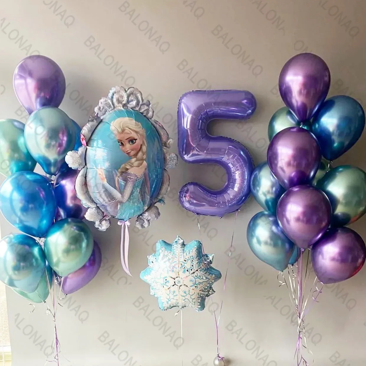 

18pcs Frozen Theme Birthday Party Decoration Balloons Set Princess Elsa Snowman Foil Balon Blue Metal Latex Ball Decoration