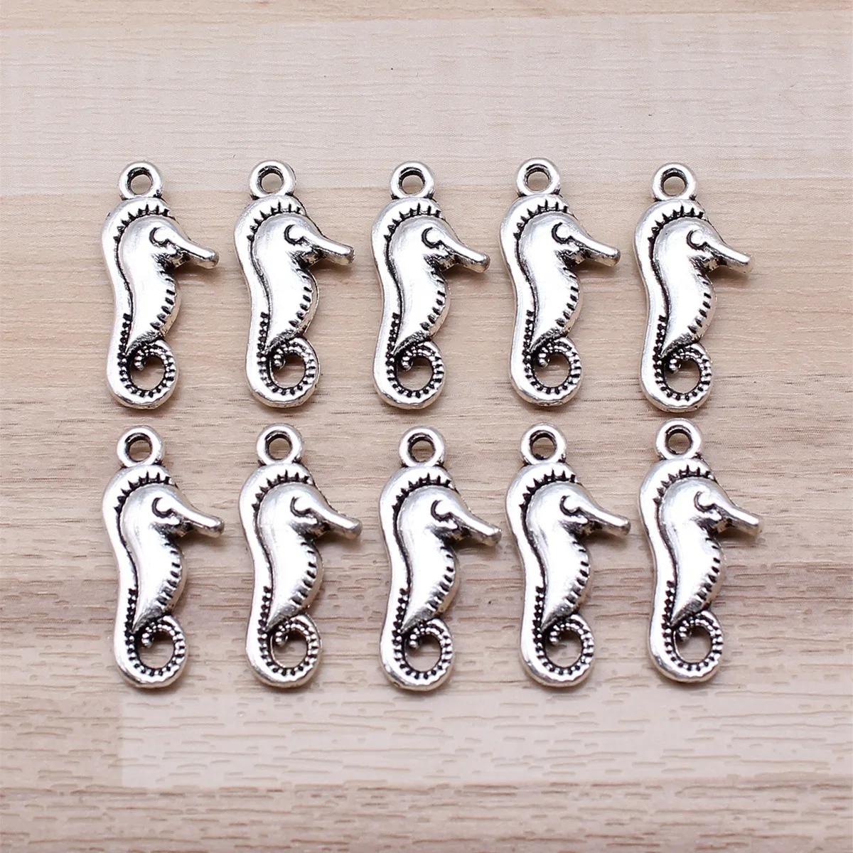 IFOCUS 10pcs/Lot Hippocampus Charms For DIY Jewelry Making Zinc Alloy 23x10mm/0.91x0.39inch