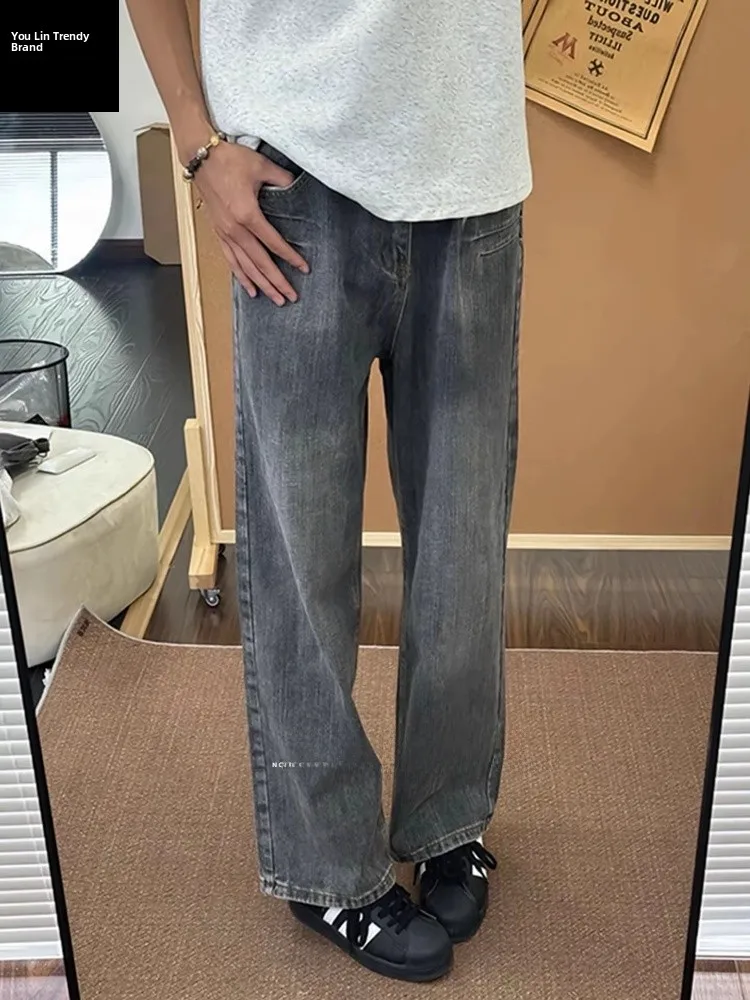 

Мужские джинсы Bla Bamboo Node Micro Flared, прямые, в стиле High Street, осенние, повседневные, с высокой талией, из денима