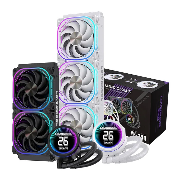 Integrated CPU Water Cooler with Temp Display, High Performance Liquid Radiator for PC Case
