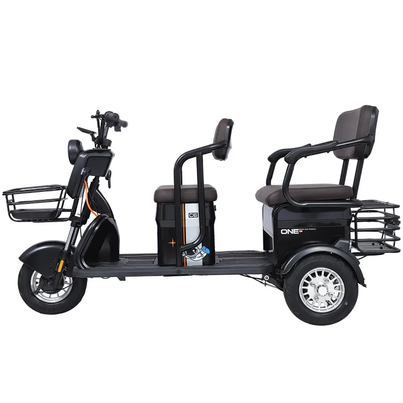

Household Scooter Pick Up and Drop Off Children Passenger and Cargo Dual-purpose Double-row Seat Three-wheeled Battery Car