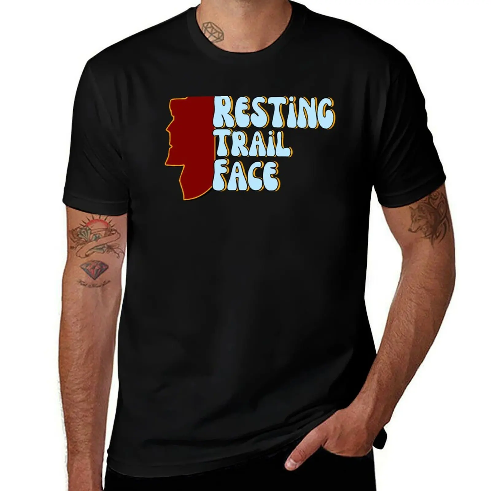 RESTING TRAIL FACE (BULLET BLUE) T-Shirt Sweat Absorbing Sports Tee Shirt T-Shirt