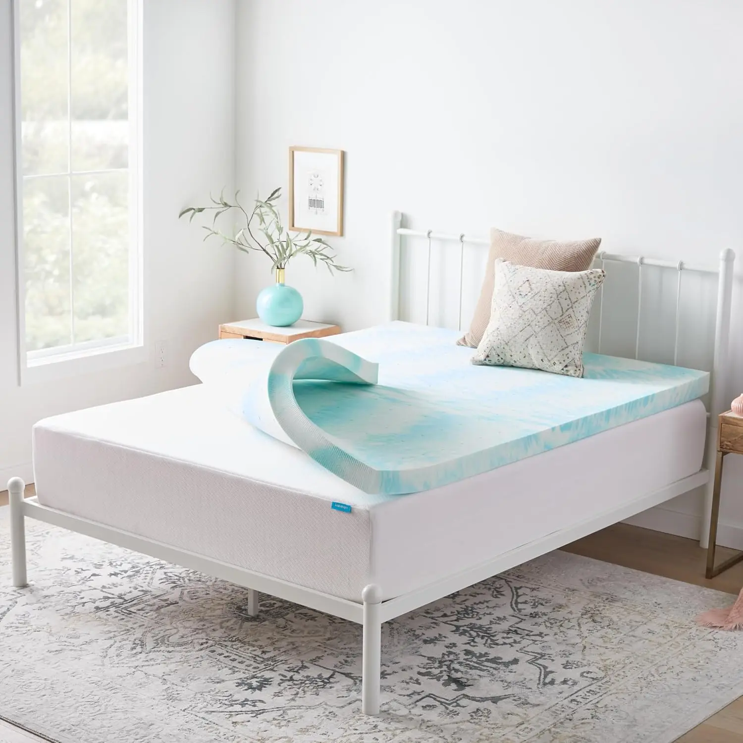 

3 Inch Gel Swirl Memory Foam Mattress Topper – Cooling Gel Infused – Pressure Relieving Bed Topper - Mattress Pad - Full Size