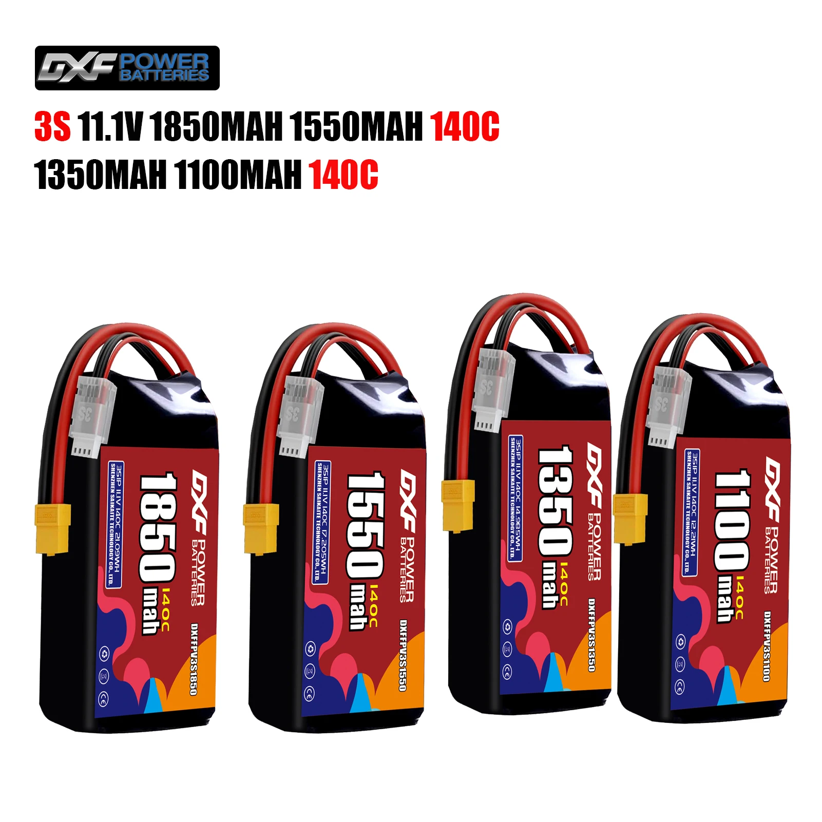 

DXF Lipo 3S аккумулятор 11,1 В 1850 мАч 1550 мАч 1350 мАч 1100 мАч 140C с разъемом XT30 XT60 JST для FPV вертолета, квадрокоптера, дрона