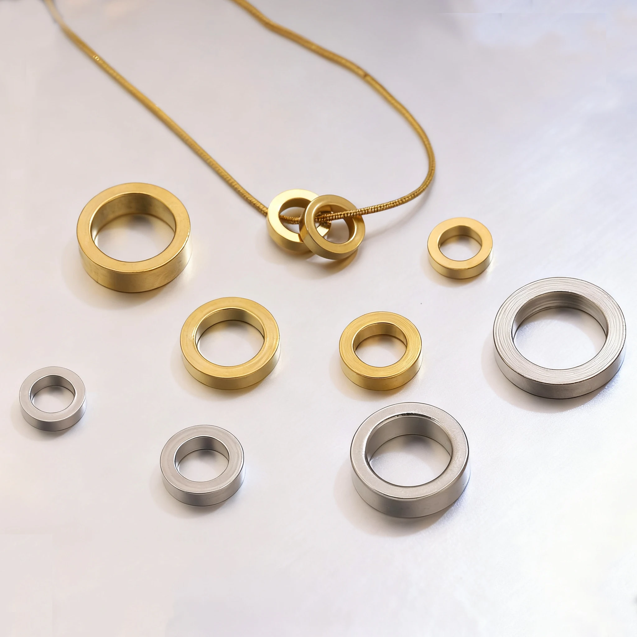 10pcs Stainless Steel Large Hole Flat Round 18K Loose Beads for DIY Bracelet Necklace Craft Jewelry Making Supplies Material image 6
