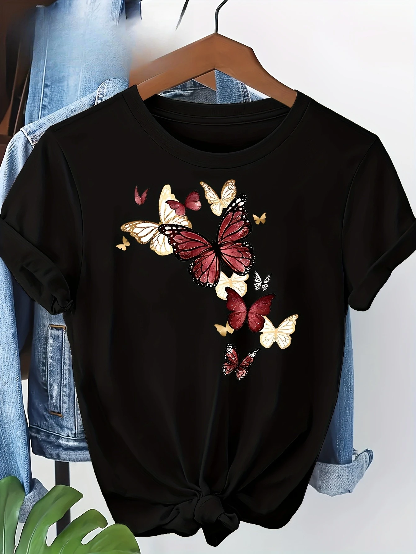 Women's Short Sleeve T-Shirt w - Summer Clothing Essentials Women 评论和价格