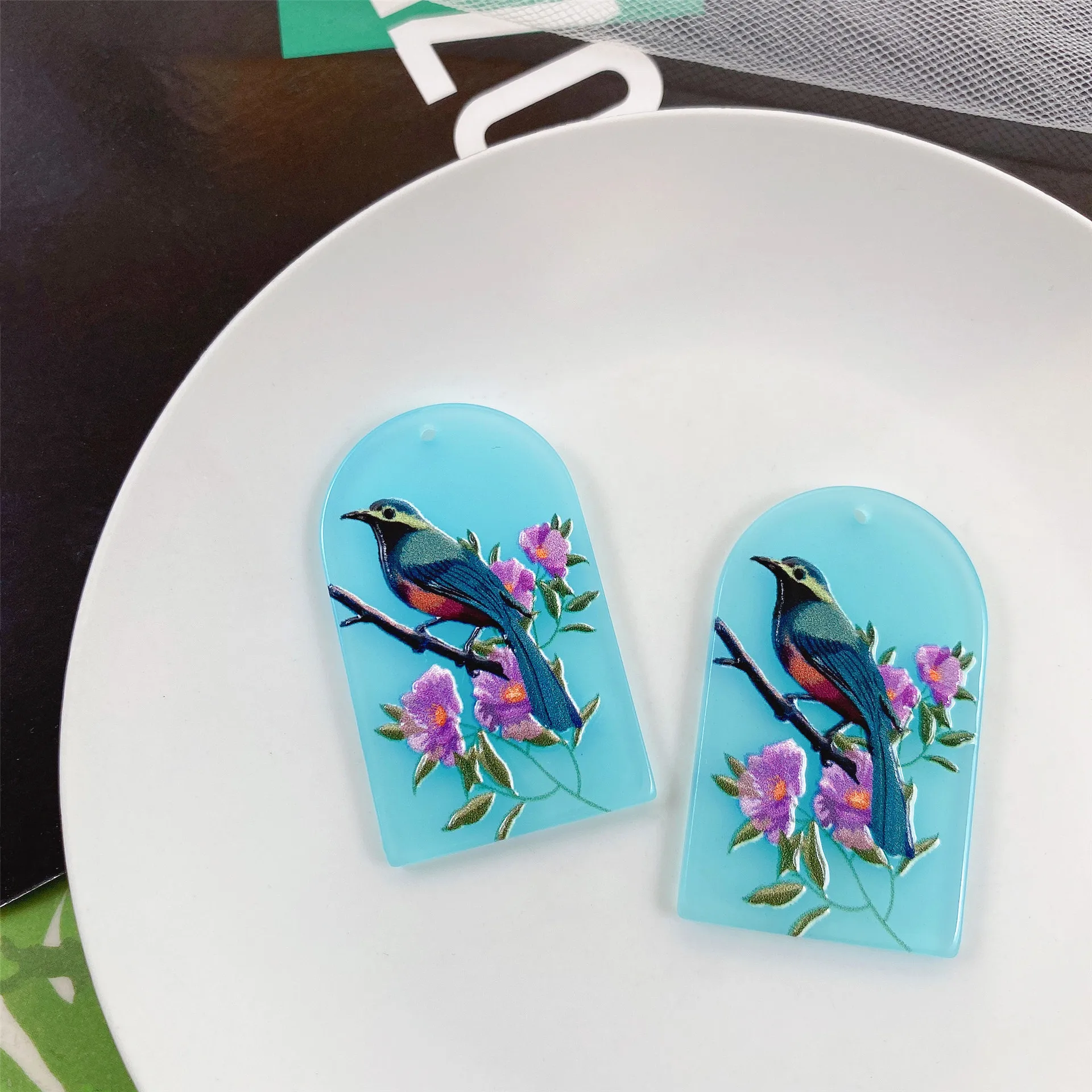 10pcs Round Pendants Handmade Necklace Earrings Acrylic Flower Pendant Charms for Diy Jewelry Making Findings Accessories