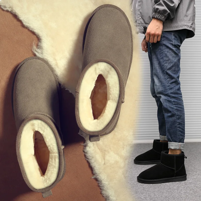 أحذية خبز رجالية سميكة من الفرو مقاومة للماء وغير قابلة للانزلاق أحذية قطنية مخملية للرجال والنساء أحذية ثلج شتوية