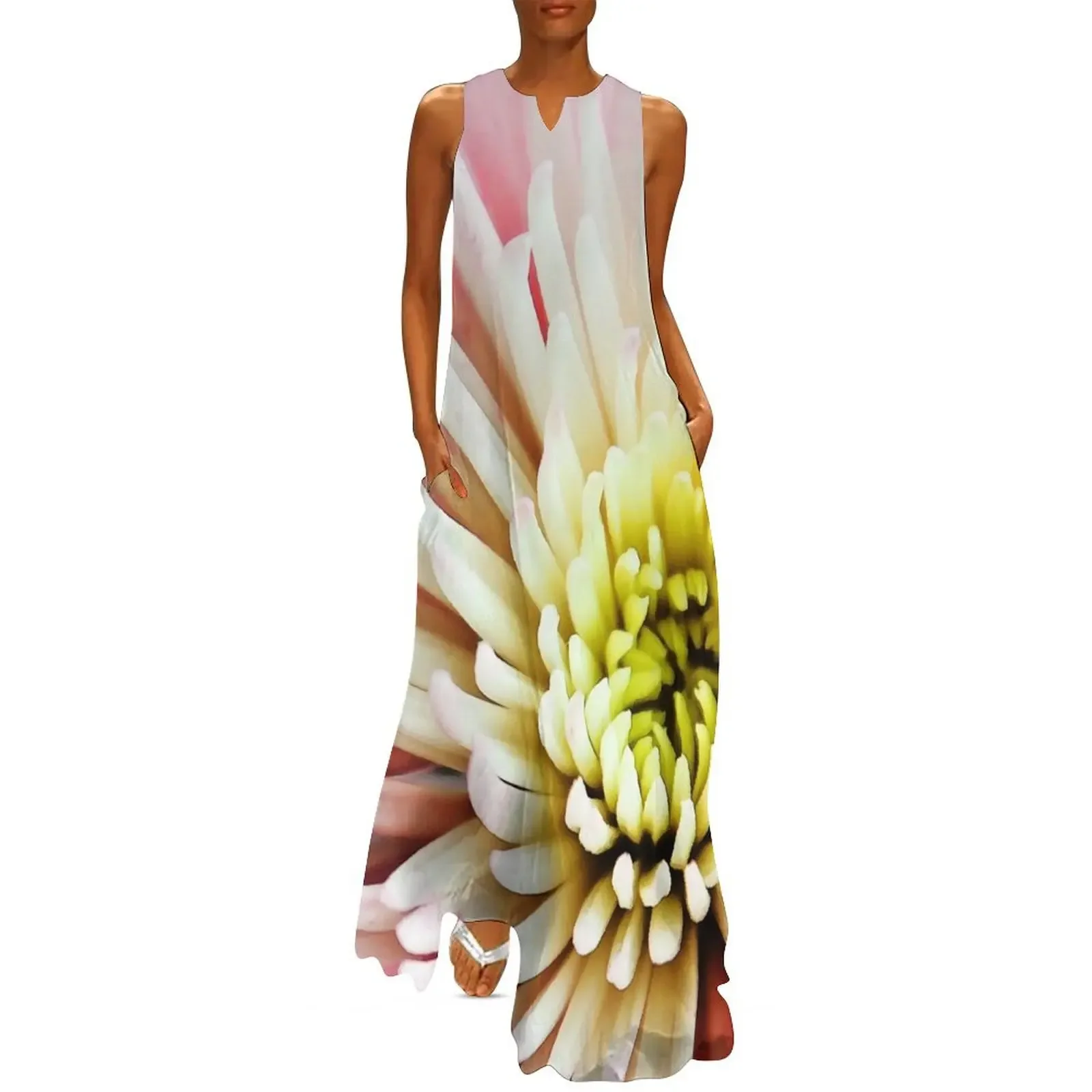 

Blooming Chrysanthemum flower Long Dress Dresses gala summer dresses dress korean style Dress