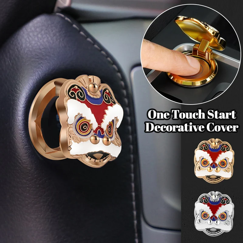 China-Chic Leeuw Auto Start Key Beschermende Cover Decoratie Sticker Ontsteking Ring Button Flip Cover Auto-interieur Modificatie