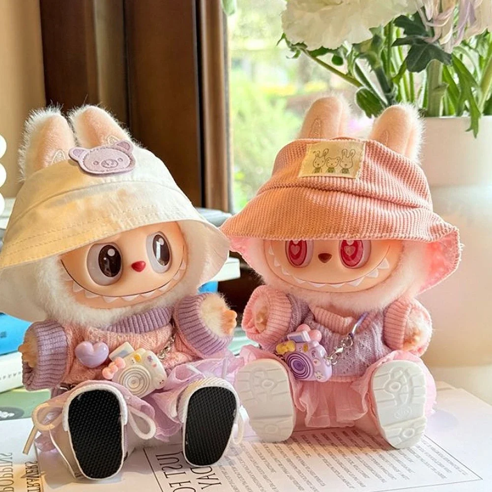 

Для Labubu Sitting Party Series, летняя юбка из сладкой пряжи, комплект шляп для Labubu V1 V2, аксессуары для одежды Labubu