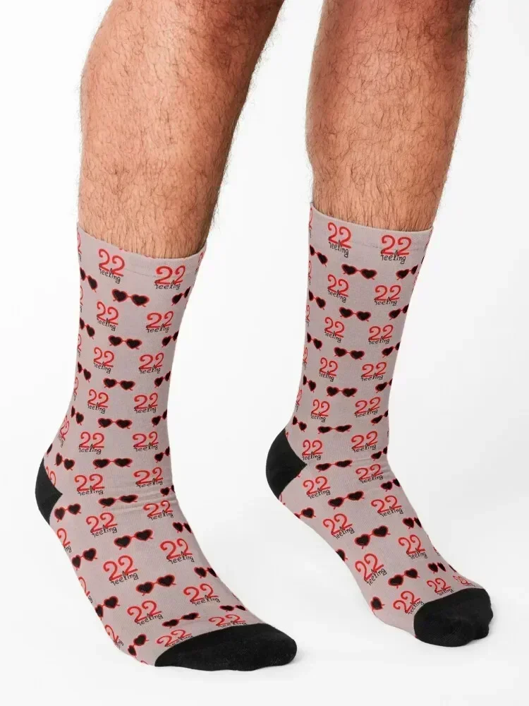 Feeling 22 with heart sunglasses Socks moving stockings soccer anti-slip custom funny gift Socks For Men Women's