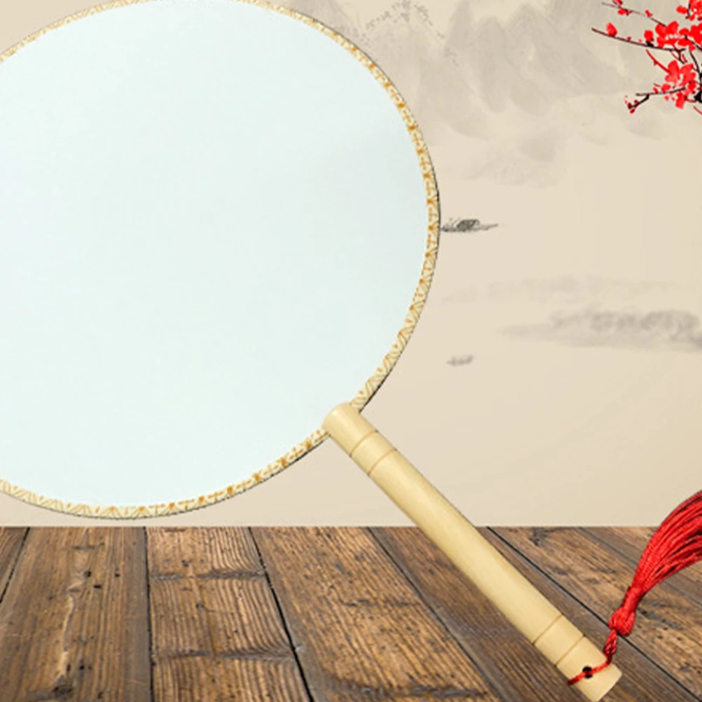 

Blank Silk Round Fan Wooden Handle DIY Handmade Painting Fan Kids Drawing Art Practice Creative Gift Accessory