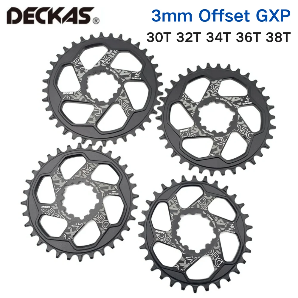 DECKAS 30T-38T forGXP 3mm Offset Chainring Mountain Bike Crown Bicycle Crank for all the SR Direct Mount (3 bolts) Cranksets