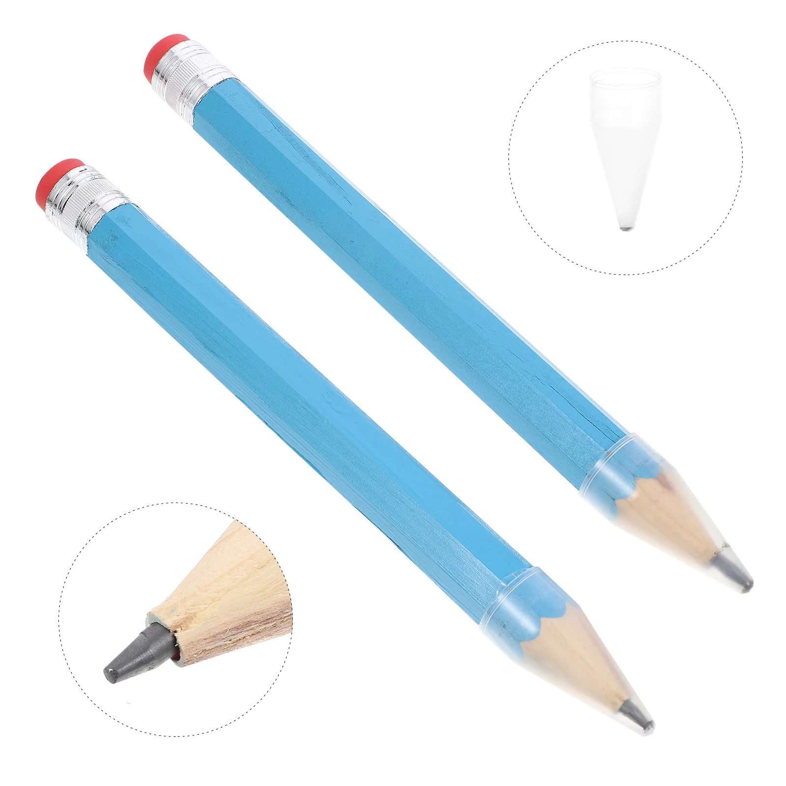 2 Pcs Large Wooden Pencil Funny Pencils Giant Drawing Straw Dispenser for Writing Preschool