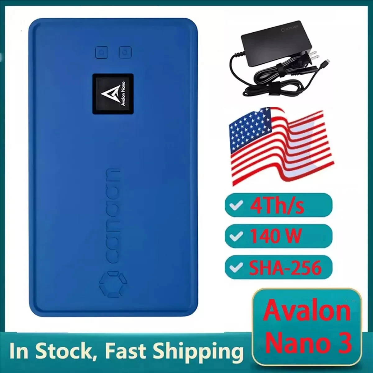 Stock en EE. UU. Bitcoin Miner Avalon Nano 3 Canaan máquina de minería con fuente de alimentación original Mini BTC máquina lotería Lucky Miner silencioso uso doméstico