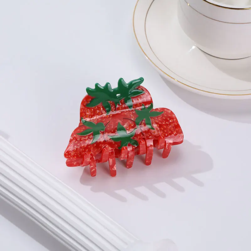 HANGZHI Red Strawberry Lychee Durian Hair Clip Cute Creative Fruit Shark Clip Cartoon Holiday Gifts Hair Accessories For Women