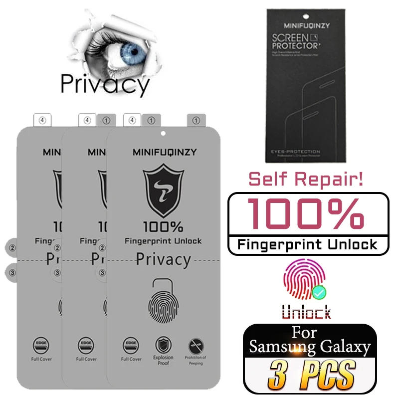 3Pcs Self Repair Film For Samsung Galaxy S25 Ultra S24 S23 S22 S20 Plus Privacy Screen Protector Unlock S21 5G Note 20 Not Glass