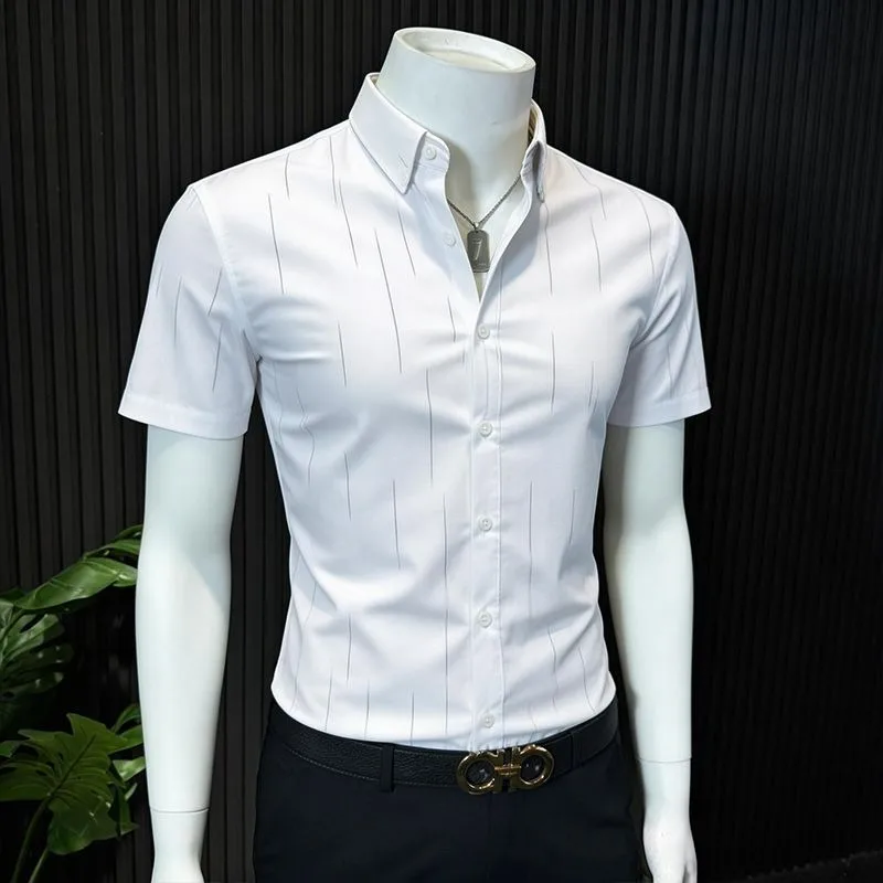 

Summer's New Light Luxury Striped Men's Short-sleeved High-end Inch Shirt Men's Casual Shirt Business Formal Wear Fashion 2026