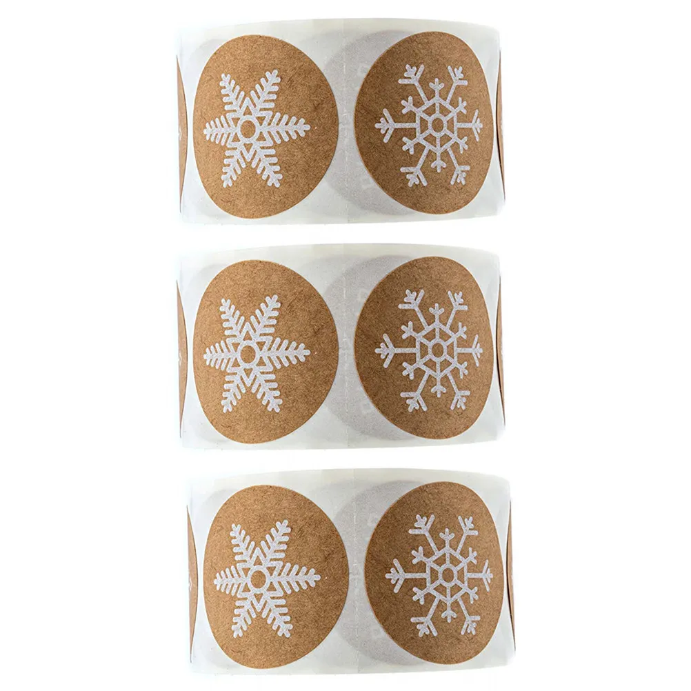

3 Rolls Christmas Labels Snowflake Stickers Xmas Themed Decals Assorted Colors Easy Peel Stick Christmas Stickers