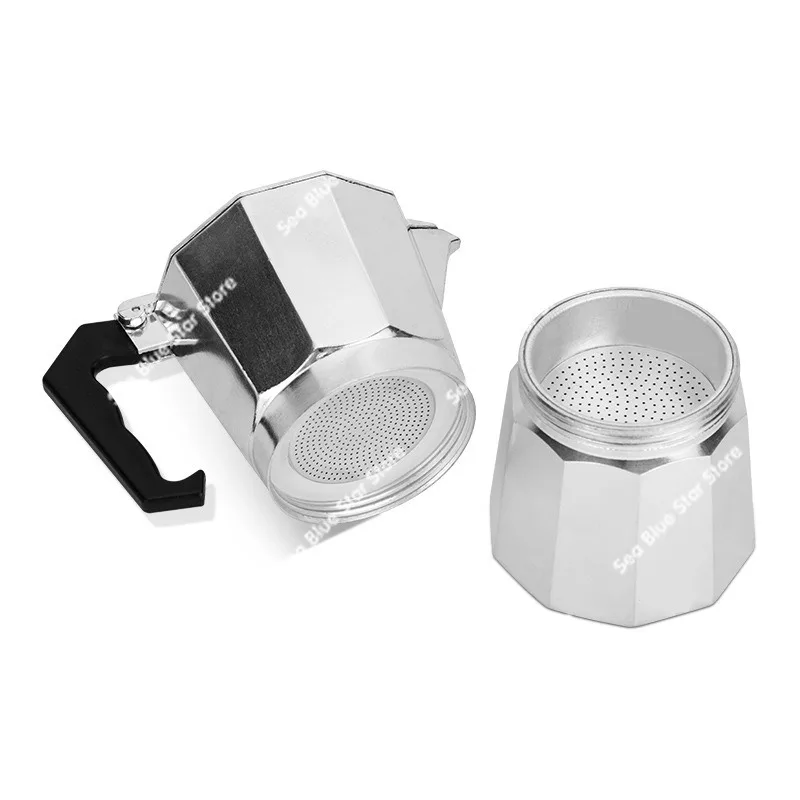 Cafetière moka en aluminium pour usage domestique, pot à extraction concentrée italien, valve tout cuivre, petite cafetière octogonale pour bureau, vente chaude