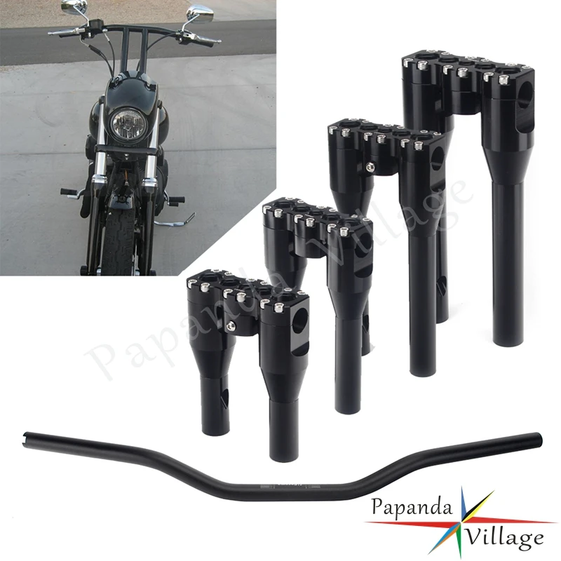 

For Harley Softail Dyna Sportster Low Rider S 25mm Club Thug Style Handlebar with Riser 1" Modular Handle Bar Top Clamp 6"-12"