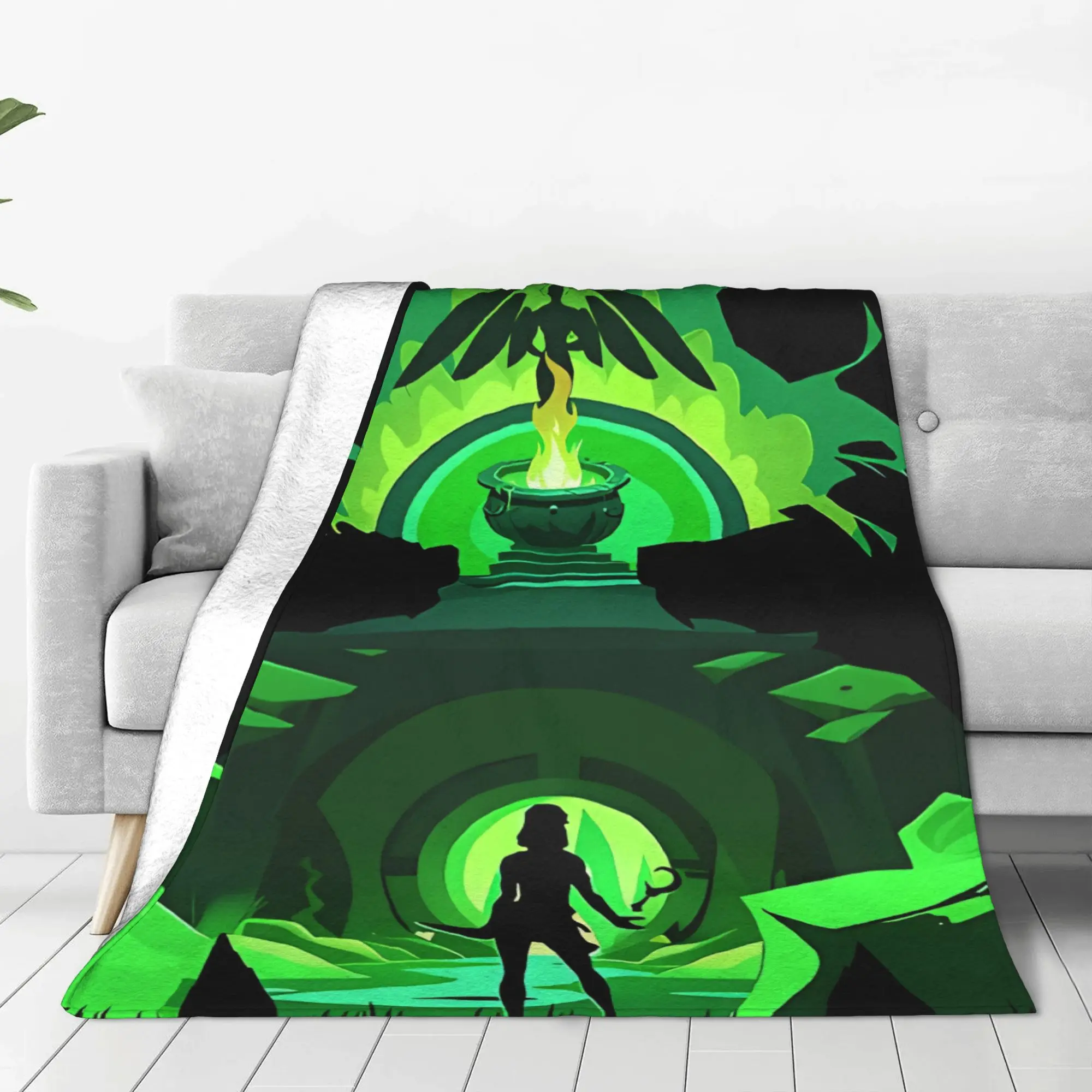 1PC Green Ghost Deity Hades Home Room Decorations Winter Blankets For Adults Bedding Home Interior Sofa Knee