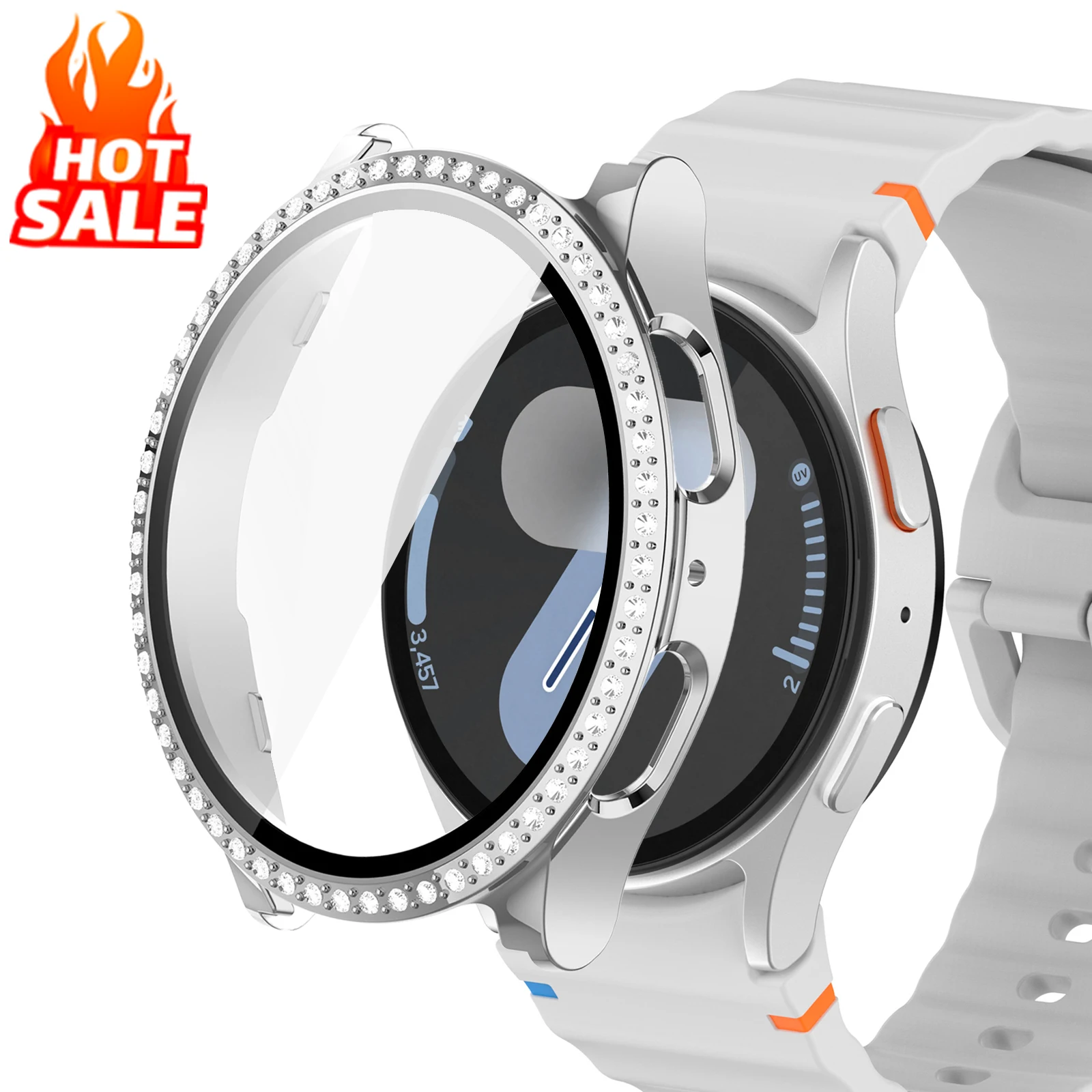 حافظة زجاجية + ماسية لساعة سامسونج جالاكسي 7 6 5 4 44 مللي متر 40 مللي متر ملحقات واقي للشاشة غطاء ممتص الصدمات الشامل جالاكسي watch7