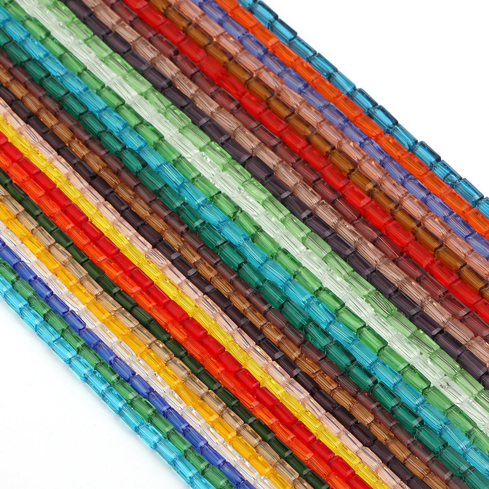 1 Strand Rectangular Crystal Glass Beads Colored Loose Spacer Bead For Jewelry Making DIY Handmade Bracelet Necklace Accessories image 3