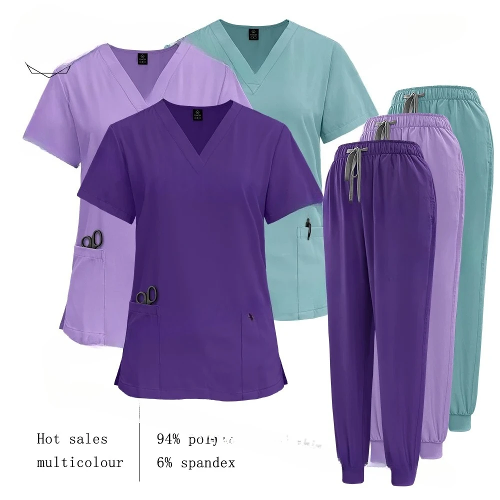 

Medical Scrub Nursing Surgical Gown High Quality Elastic Scrub Healthcare Pharmacy Solid Color Uniform Wholesale Workwear Unisex