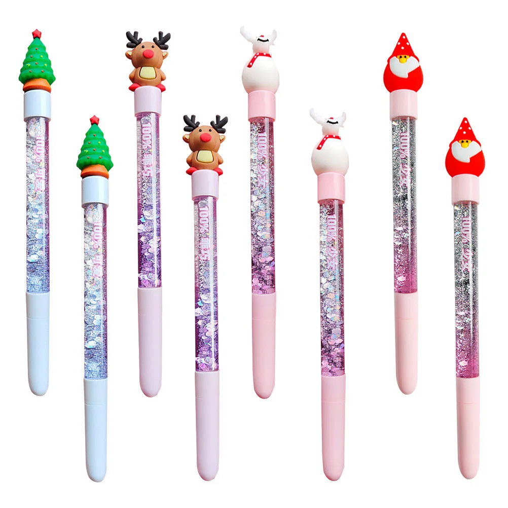 Bolígrafos de Gel con purpurina, suministros de papelería creativos de 0,5 Mm, bolígrafos de escritura con tema navideño para niños, estudiantes, escuela, dibujo de oficina, 8 Uds.