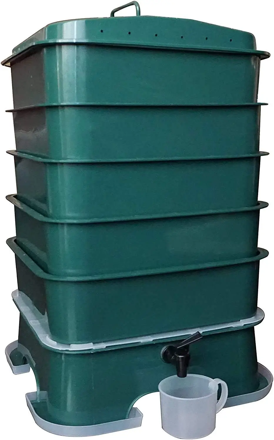 The Original 5 – Tray Worm Composter -Dark Green,Sustainable Design for Both Indoor & Outdoor, Compost Bin for Vermicomposting