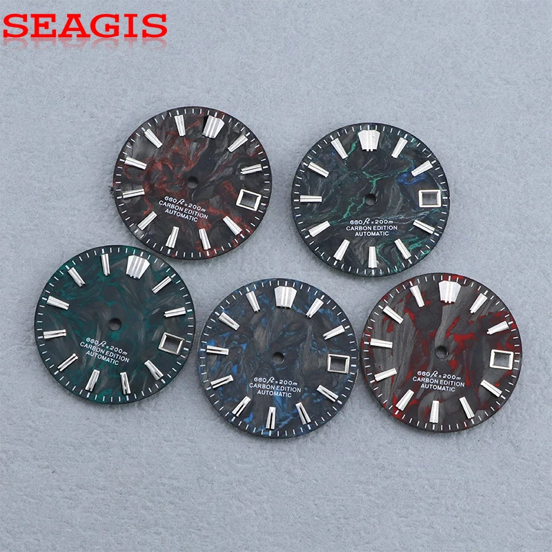 SEAGIS Carbon Fiber Earth Texture Dial NH35 Movement Watch Dial GS MOD  SKX007 No Logo  Lava Flows