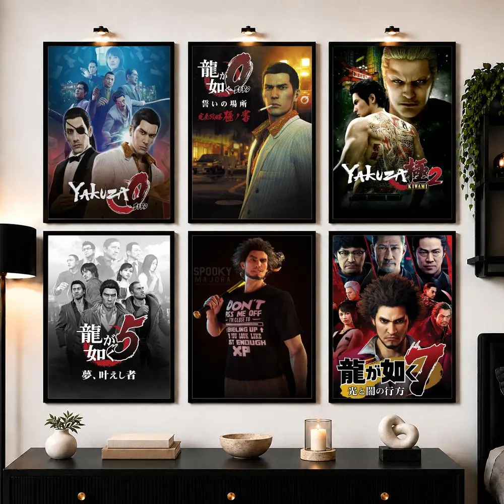 Popular Action Game Y-Yakuza Like a D-Dragon Poster Wall Art Print Sticker for Bedroom Living Room Dorm Office Modern Home Decor
