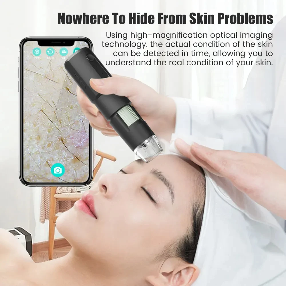 

Wireless Dermatoscope Scalp Facial Skin Analyzer Machine 1600X Skin Magnifier Scalp Diagnostic Machine Wifi Microscope Skin Test