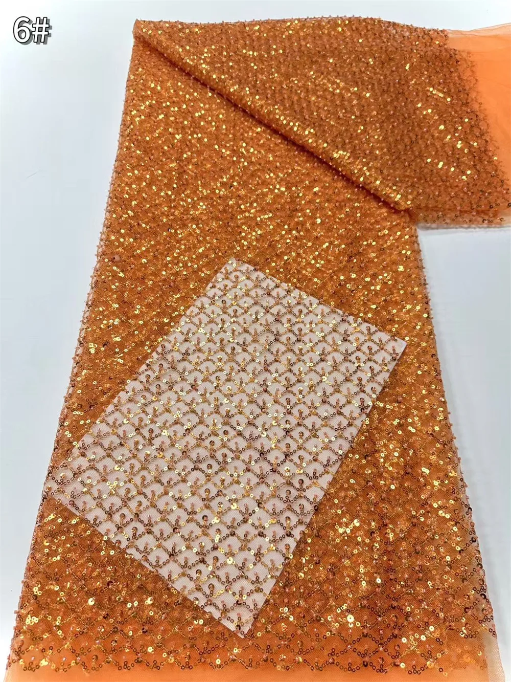 Royal Blue African Fabric 5 Yards Sequin Lace Fabric 2025 High Quality Lace Beads Embroidered Dubai New 2025 Evening Dress H52-1